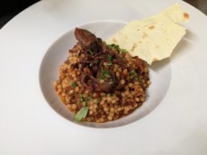 fregola con moscardini alla diavola