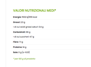 valori nutrizionali malloreddus integrali